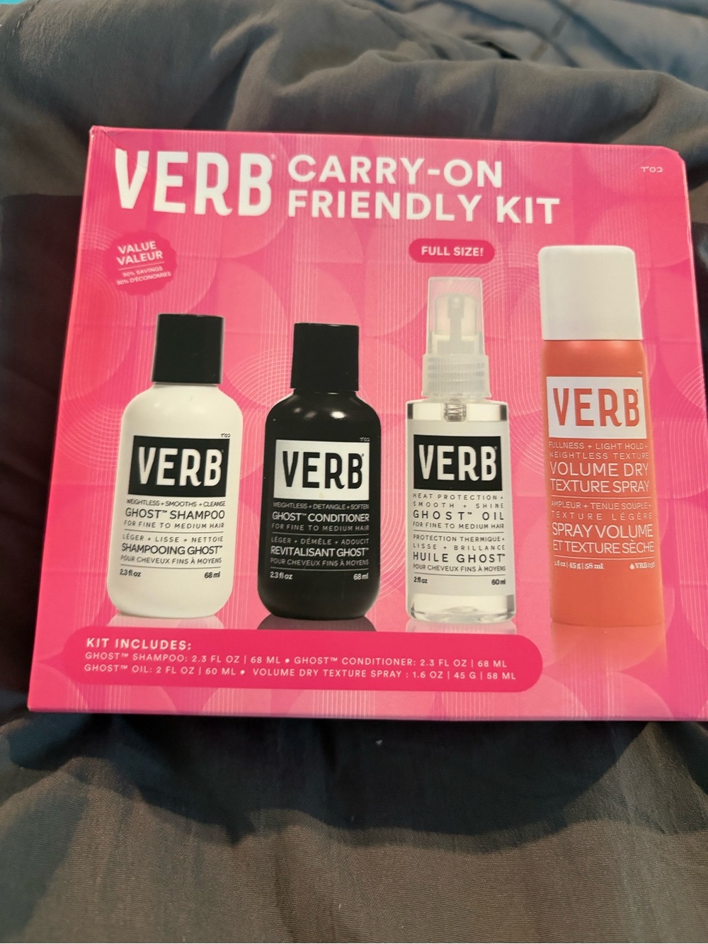 VERB Carry-On Friendly Kit - Pink Travel Hair Styling Set